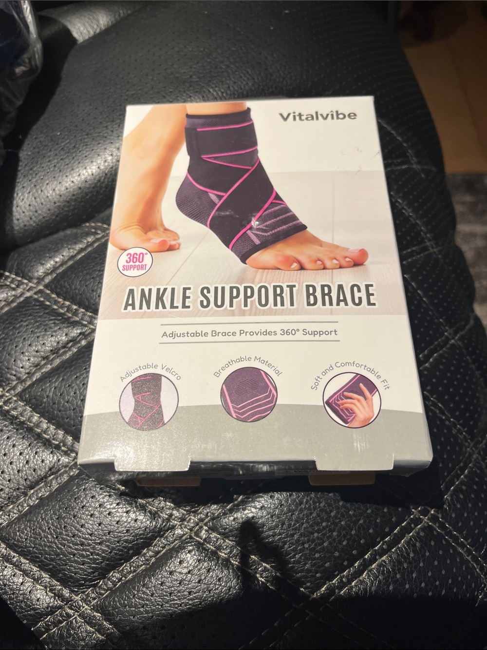Women’s Ankle Support Brace - Black with Pink Accents